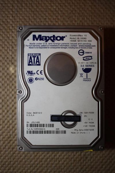 Лот: 3811774. Фото: 1. Maxtor 6L160M0 (SATA 160Gb). Жёсткие диски