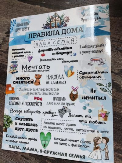 Лот: 17965532. Фото: 1. Магнит правила дома а4. Картины по номерам
