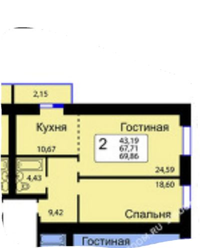 Лот: 15941813. Фото: 1. Квартира 2хкомн рябиновый сад. Квартиры, студии