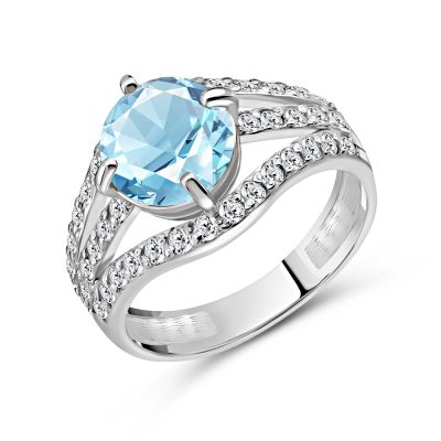Лот: 23861863. Фото: 1. Серебряное кольцо с топазом и... Кольца, перстни