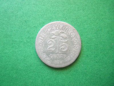 Лот: 19528414. Фото: 1. Цейлон 25 центов 1893 г. серебро... Азия