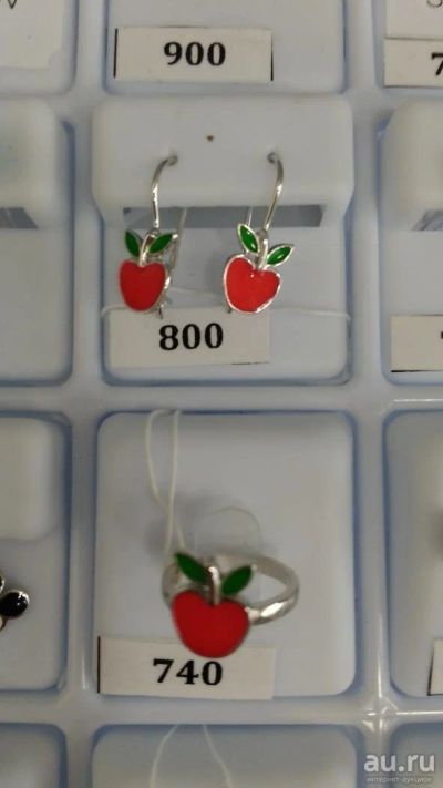 Лот: 8099546. Фото: 1. набор детский яблочки 925 эмаль. Комплекты изделий