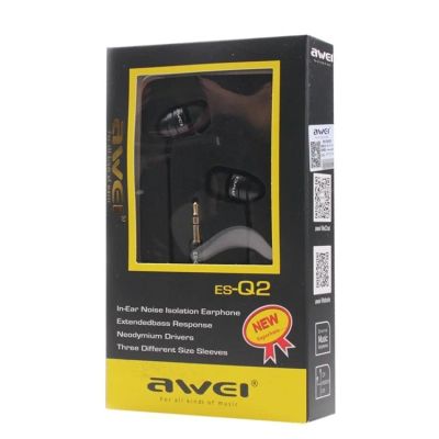 Лот: 11194764. Фото: 1. Наушники Awei ES-Q2 1.2м Black... Наушники, гарнитуры