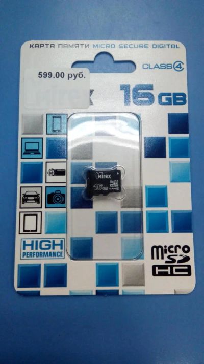 Лот: 11389931. Фото: 1. Карта памяти MicroSD Mirex 16Gb. Карты памяти