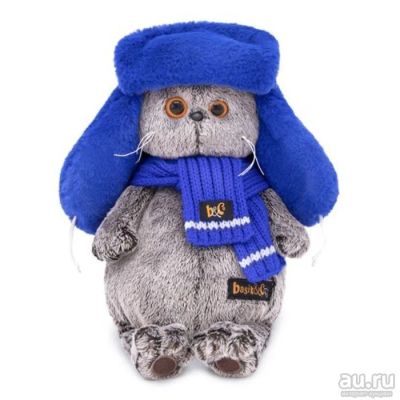 Лот: 15073934. Фото: 1. Басик в меховой шапке, 25 см. Мягкие