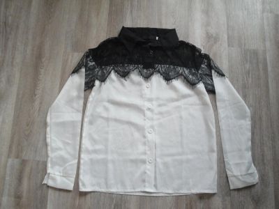Лот: 6479183. Фото: 1. Блузка черно-белая. Блузы, рубашки