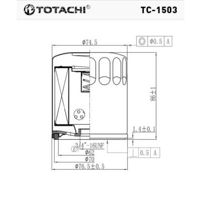 Лот: 20925377. Фото: 1. Фильтр масляный TC-1503 TOTACHI... Двигатель и элементы двигателя
