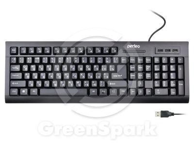 Лот: 16537405. Фото: 1. Клавиатура Perfeo проводная HUB-BIT... Клавиатуры и мыши