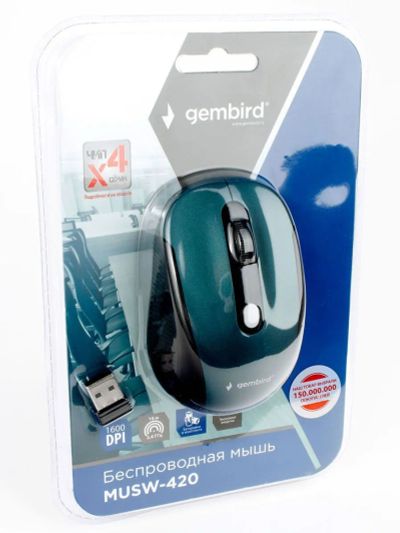 Лот: 22149749. Фото: 1. МЫШЬ БЕСПРОВОДНАЯ GEMBIRD MUSW-420... Клавиатуры и мыши
