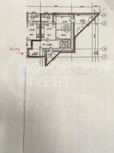 Лот: 17239611. Фото: 1. Продам 1 комн. кв. 55 м² , 4/10. Квартиры, студии