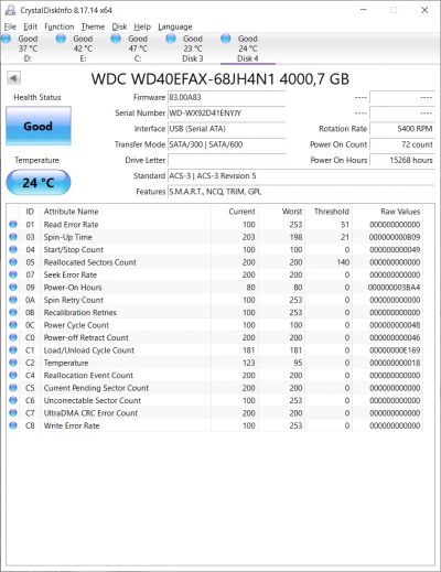 Лот: 20954716. Фото: 1. Western Digital Red 4 Тб WD40EFAX... Жёсткие диски (HDD)