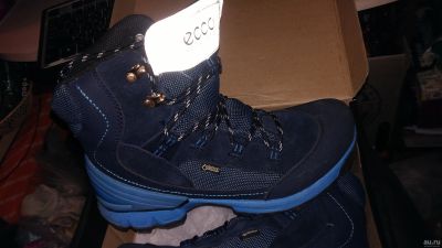 Лот: 18216428. Фото: 1. Ботинки зима Ecco бу темно синий... Ботинки, полуботинки
