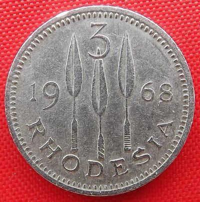Лот: 1579330. Фото: 1. (№500/LF) 3 пенса 1968 (Родезия... Африка