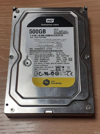 Лот: 18545160. Фото: 1. HDD 500GB WD RE (жесткий диск... Жёсткие диски