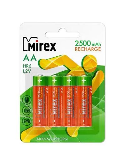 Лот: 22143187. Фото: 1. AKK MIREX AA (2500mAh) BP-4 (2... Батарейки, аккумуляторы, элементы питания