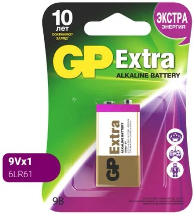 Лот: 24553021. Фото: 1. Батарейка GP крона 9V / 6LR61... Батарейки, аккумуляторы, элементы питания