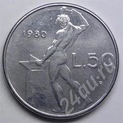 Лот: 352132. Фото: 1. Италия. 50 лир 1980г. Европа