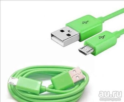Лот: 8875713. Фото: 1. Дата-кабель USB-microUSB, зеленый. Дата-кабели, переходники
