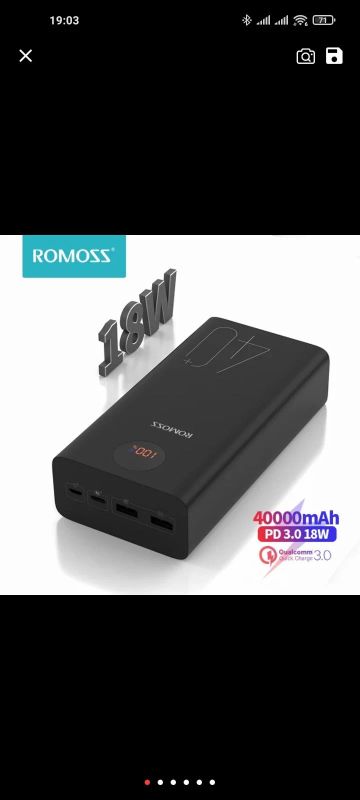 Лот: 17454284. Фото: 1. Romoss Pea40 Zeus Fast Charging... Внешние, портативные аккумуляторы для смартфонов (Power bank)