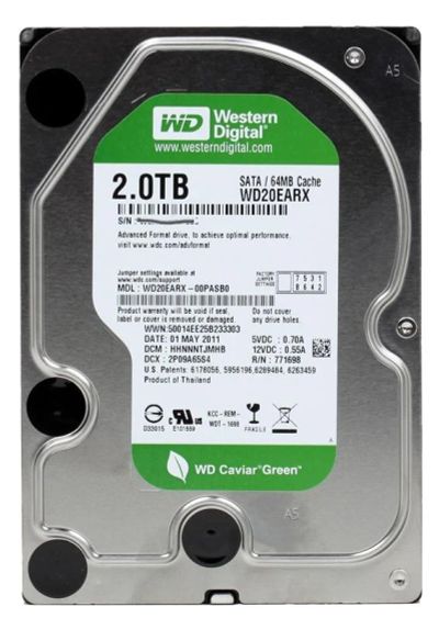 Лот: 6513297. Фото: 1. Western Digital Caviar Green 2TB. Жёсткие диски (HDD)