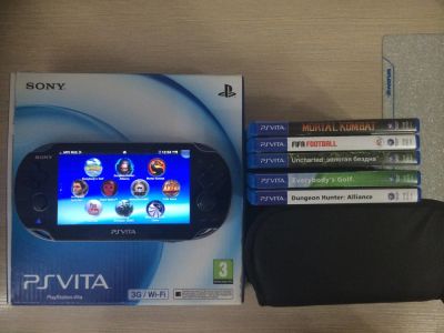 Лот: 4180448. Фото: 1. Ps vita 3G/Wi-Fi + 5 картриджей. Игровые приставки, консоли