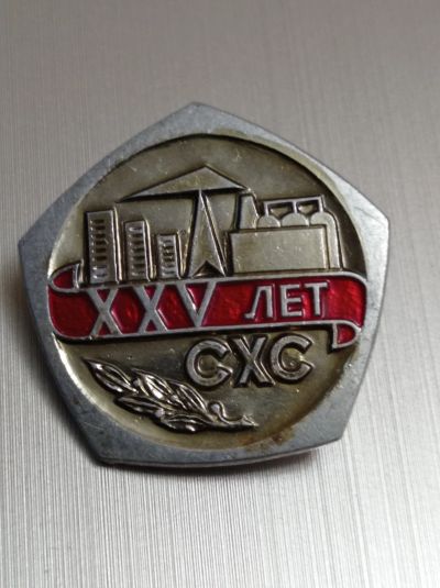 Лот: 18442490. Фото: 1. Значок 25 лет СибХимСтрой Красноярск... Сувенирные