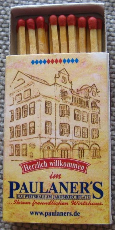 Лот: 9433966. Фото: 1. Спички Paulaner's. Зажигалки, спички, пепельницы