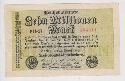 Лот: 11341302. Фото: 1. 10 миллион марок Германия 1923г... Германия и Австрия