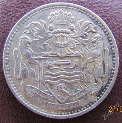 Лот: 1153535. Фото: 1. Гайяна 25 центов 1975г. Америка