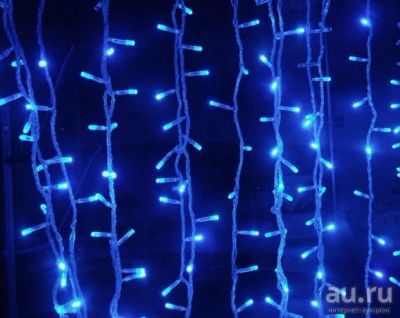 Лот: 14903302. Фото: 1. Штора 160LED синий, 1,5х1,5м прозр... Гирлянды, шарики, новогодние аксессуары