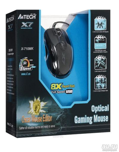 Лот: 15015365. Фото: 1. Игровая мышь A4-Tech X-710MK Black... Клавиатуры и мыши