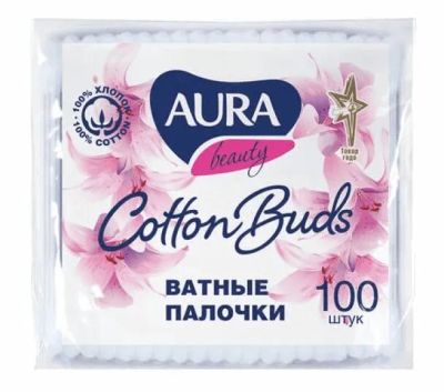 Лот: 23730759. Фото: 1. Aura Beauty Палочки ватные 100... Лекарства