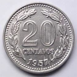 Лот: 197868. Фото: 1. Аргентина. 20 сентавос 1957г. Америка