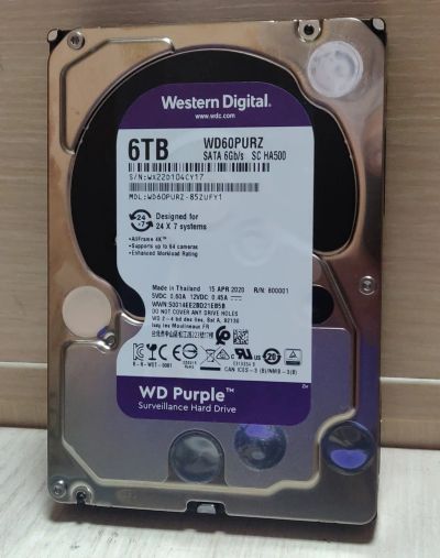 Лот: 19328527. Фото: 1. HDD 6 Tb SATA 6Gb/s WD Purple... Жёсткие диски (HDD)