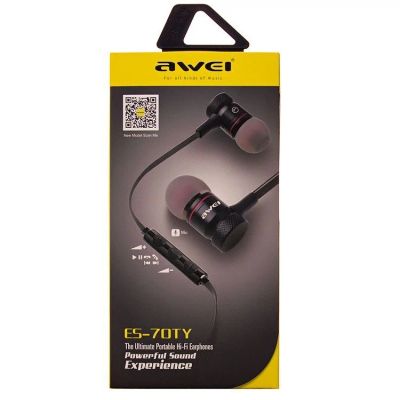 Лот: 11461955. Фото: 1. Гарнитура Awei ES-70TY 1.2м Black... Наушники, гарнитуры