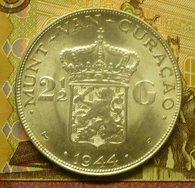 Лот: 18796558. Фото: 1. Кюрасао 2,5 гульдена 1944 г. Америка