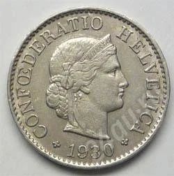 Лот: 216994. Фото: 1. Швейцария. 5 рапен 1930г. Европа