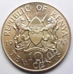 Лот: 198769. Фото: 1. Кения. 10 цент 1978г. Большая... Африка