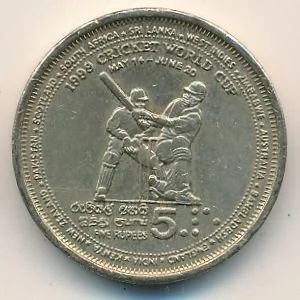 Лот: 9542598. Фото: 1. Шри-Ланка 5 рупий 1999 год. "Чемпионат... Азия
