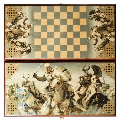 Лот: 16548950. Фото: 1. Нарды + шашки Российские Крестоносцы... Шахматы, шашки, нарды