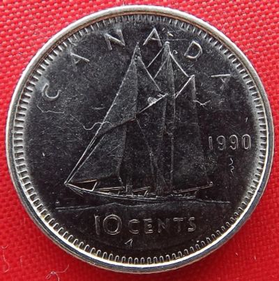 Лот: 4017896. Фото: 1. (№3372/LF) 10 центов 1990 (Канада... Америка