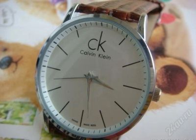 Лот: 850753. Фото: 1. Часы CK белый циферблат,коричневый... Красноярск