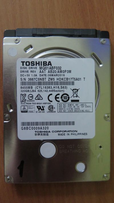 Лот: 17684177. Фото: 1. Жесткий диск Toshiba MQ01ABF032... Жёсткие диски