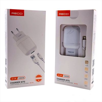 Лот: 22146317. Фото: 1. СЗУ RECCI FAST CHARGER+LIGHTNING... Зарядные устройства, блоки питания, адаптеры сетевые для смартфонов