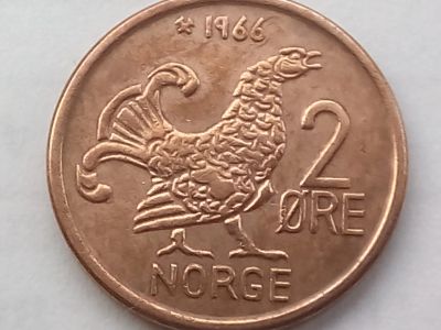 Лот: 19495439. Фото: 1. Монета Норвегии 2 эре, 1966. Европа