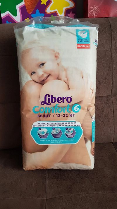 Лот: 15099894. Фото: 1. Памперсы Libero comfort 6, 66шт. Детская гигиена