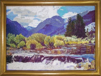 Лот: 96724. Фото: 1. Вышивка гладью (ручная) "Водопад... Произведения