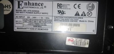 Лот: 9903130. Фото: 1. черный БП 500 ватт Enhance Electronics... Корпуса, блоки питания