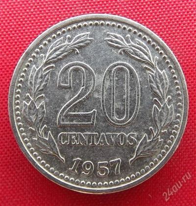 Лот: 2687602. Фото: 1. (№2423/LF) 20 сентаво 1957 (Аргентина... Америка