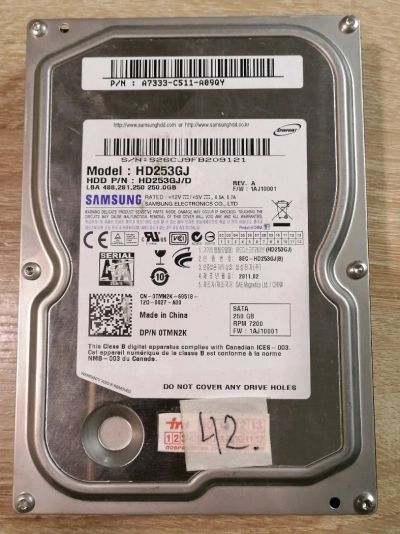 Лот: 17519027. Фото: 1. Жесткий диск Samsung HD253GJ 250... Жёсткие диски (HDD)